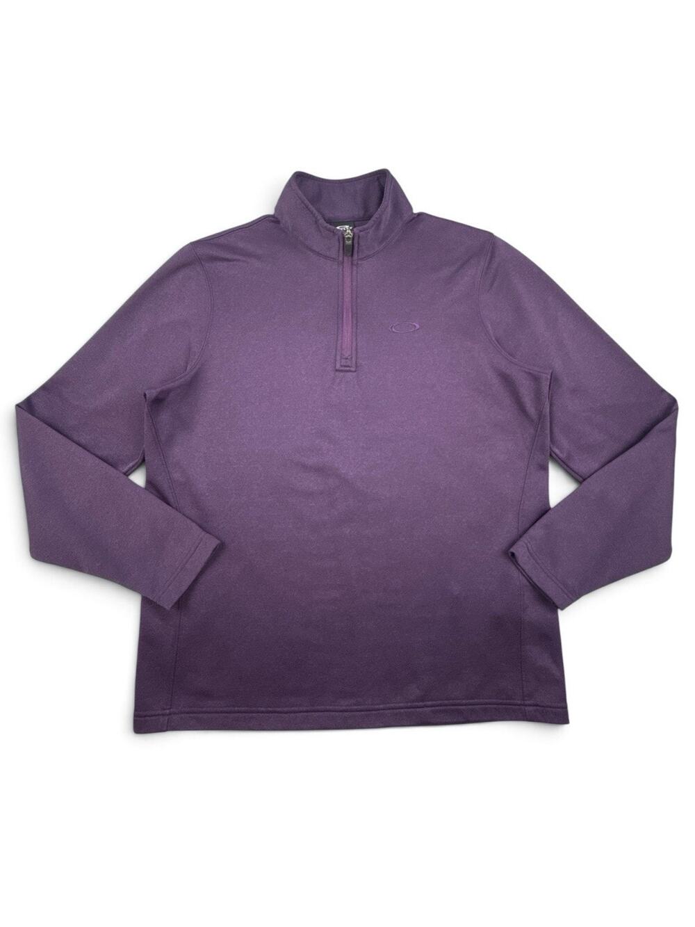 Oakley 1/4 Zip Long Sleeve Pullover Mens Small Purple Activewear Logo Mock Neck